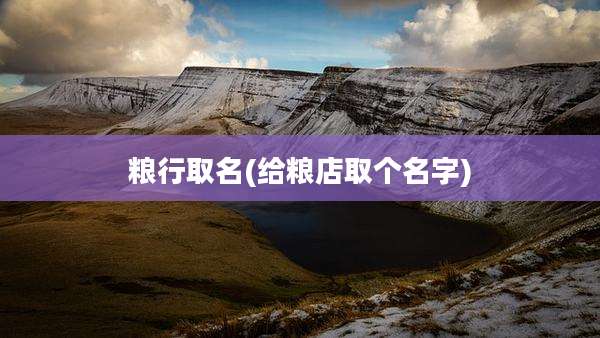 粮行取名(给粮店取个名字)