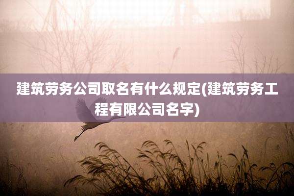 建筑劳务公司取名有什么规定(建筑劳务工程有限公司名字)