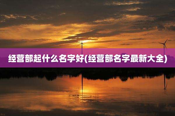 经营部起什么名字好(经营部名字最新大全)