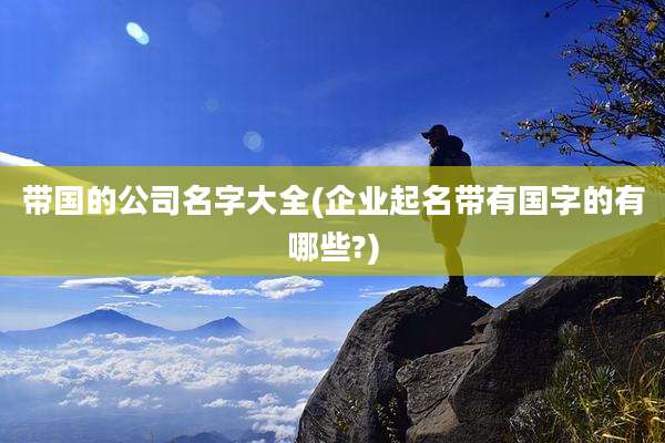 带国的公司名字大全(企业起名带有国字的有哪些?)