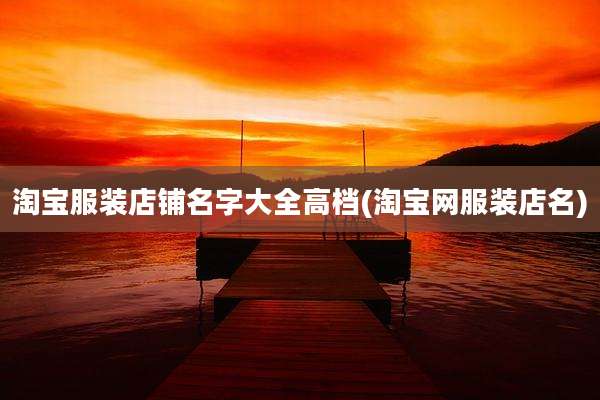 淘宝服装店铺名字大全高档(淘宝网服装店名)