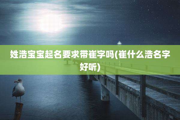 姓浩宝宝起名要求带崔字吗(崔什么浩名字好听)