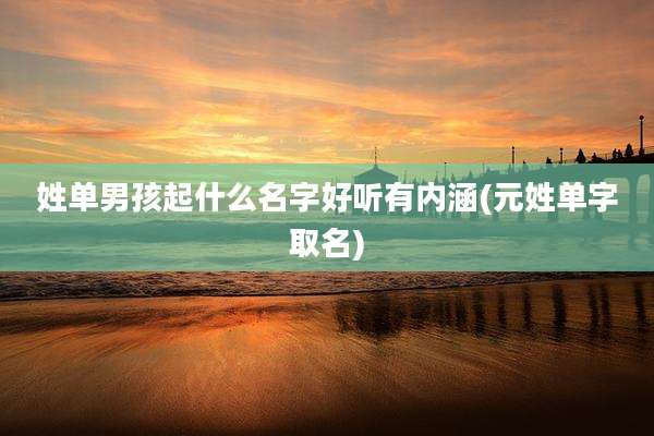姓单男孩起什么名字好听有内涵(元姓单字取名)