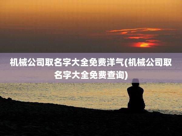 机械公司取名字大全免费洋气(机械公司取名字大全免费查询)