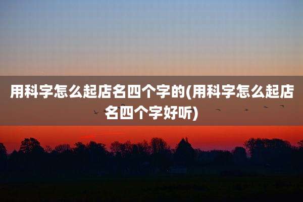 用科字怎么起店名四个字的(用科字怎么起店名四个字好听)