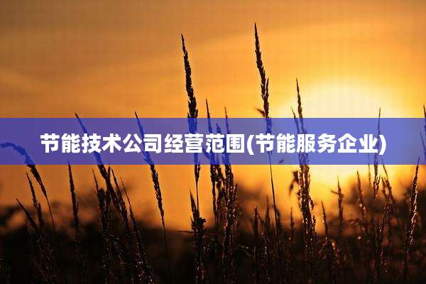 节能技术公司经营范围(节能服务企业)