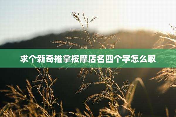 求个新奇推拿按摩店名四个字怎么取