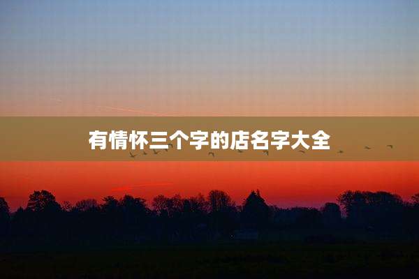 有情怀三个字的店名字大全