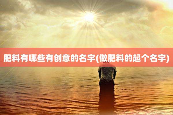 肥料有哪些有创意的名字(做肥料的起个名字)