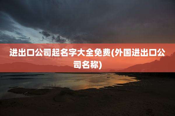 进出口公司起名字大全免费(外国进出口公司名称)