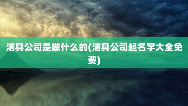 洁具公司是做什么的(洁具公司起名字大全免费)