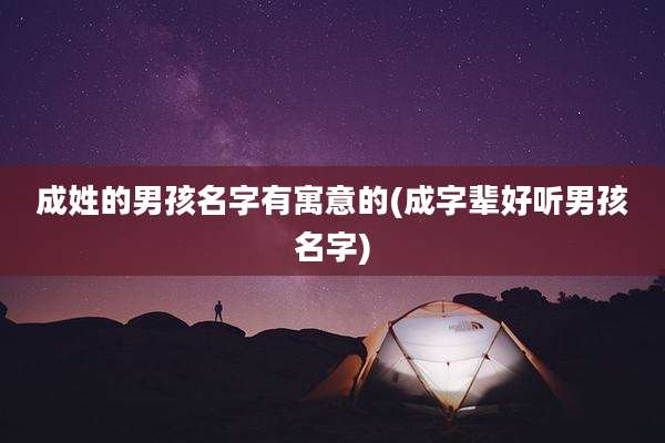 成姓的男孩名字有寓意的(成字辈好听男孩名字)