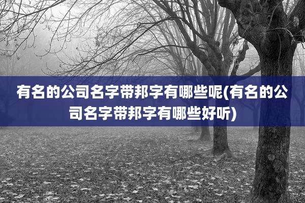 有名的公司名字带邦字有哪些呢(有名的公司名字带邦字有哪些好听)