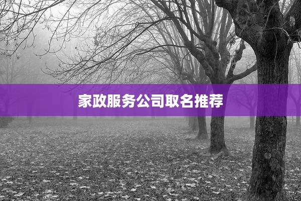 家政服务公司取名推荐