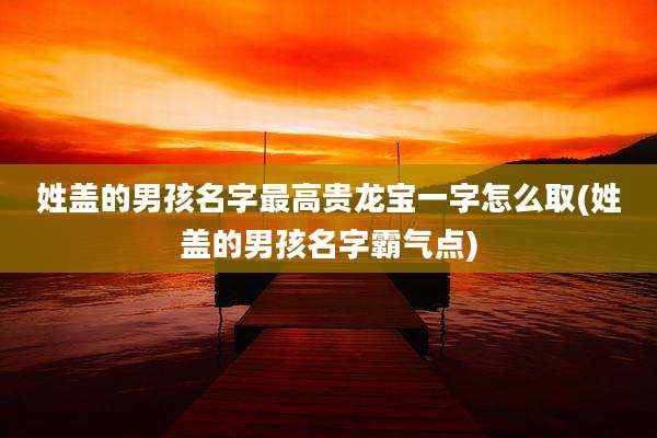 姓盖的男孩名字最高贵龙宝一字怎么取(姓盖的男孩名字霸气点)