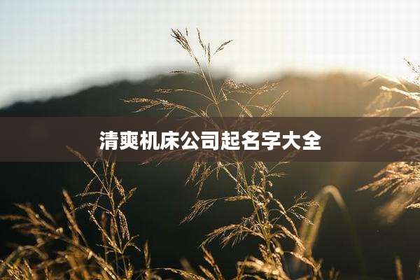 清爽机床公司起名字大全
