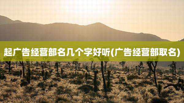 起广告经营部名几个字好听(广告经营部取名)
