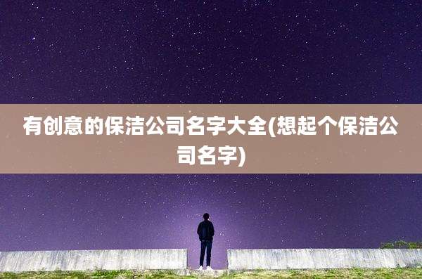 有创意的保洁公司名字大全(想起个保洁公司名字)