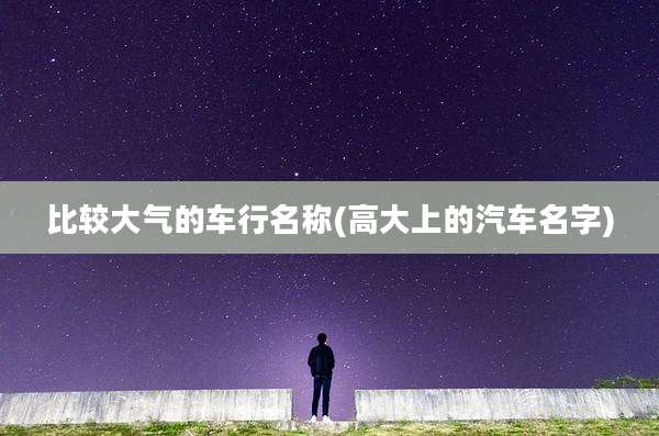 比较大气的车行名称(高大上的汽车名字)