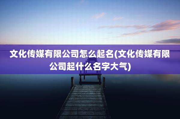 文化传媒有限公司怎么起名(文化传媒有限公司起什么名字大气)