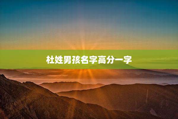杜姓男孩名字高分一字