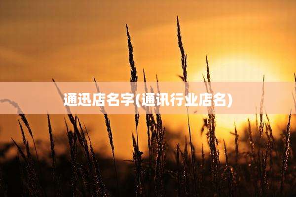 通迅店名字(通讯行业店名)