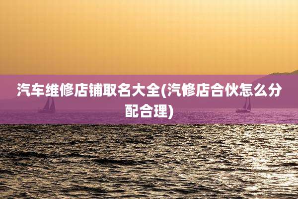 汽车维修店铺取名大全(汽修店合伙怎么分配合理)