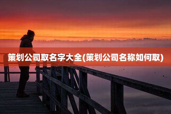 策划公司取名字大全(策划公司名称如何取)