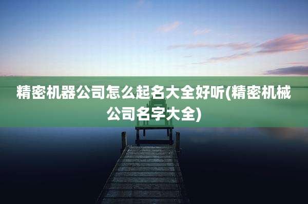 精密机器公司怎么起名大全好听(精密机械公司名字大全)