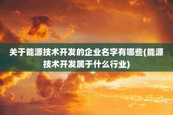 关于能源技术开发的企业名字有哪些(能源技术开发属于什么行业)