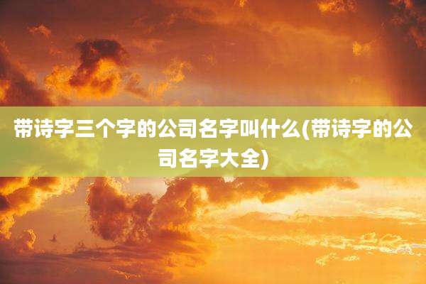 带诗字三个字的公司名字叫什么(带诗字的公司名字大全)