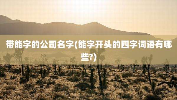 带能字的公司名字(能字开头的四字词语有哪些?)
