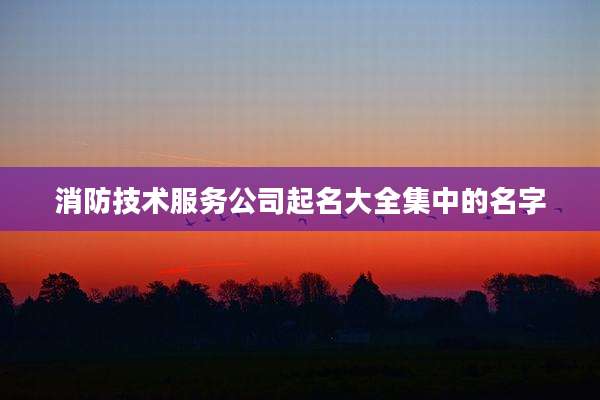 消防技术服务公司起名大全集中的名字