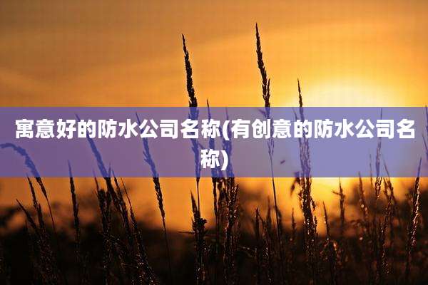 寓意好的防水公司名称(有创意的防水公司名称)