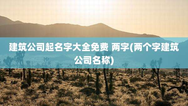 建筑公司起名字大全免费 两字(两个字建筑公司名称)