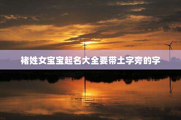 褚姓女宝宝起名大全要带土字旁的字