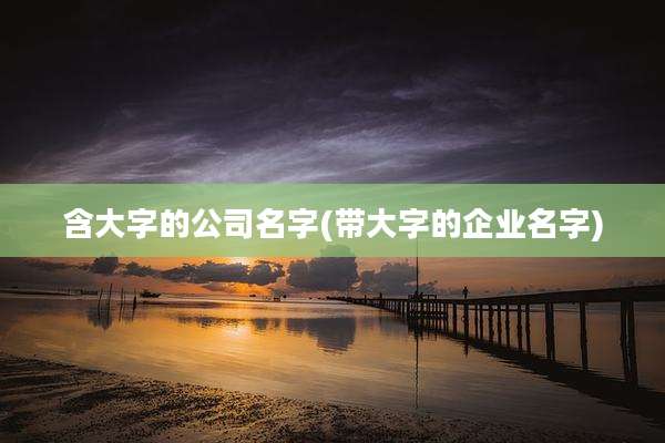 含大字的公司名字(带大字的企业名字)