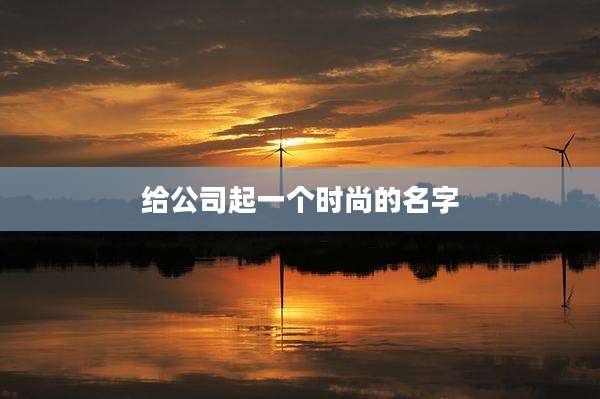 给公司起一个时尚的名字
