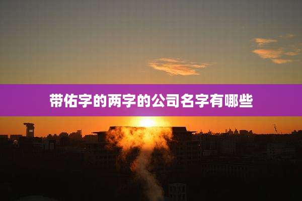 带佑字的两字的公司名字有哪些