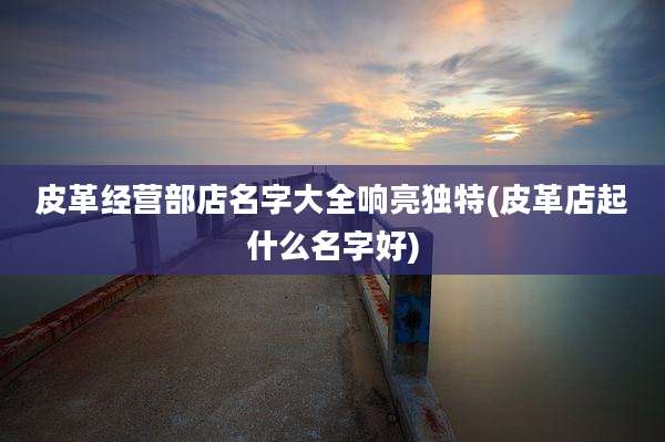 皮革经营部店名字大全响亮独特(皮革店起什么名字好)