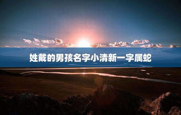 姓戴的男孩名字小清新一字属蛇