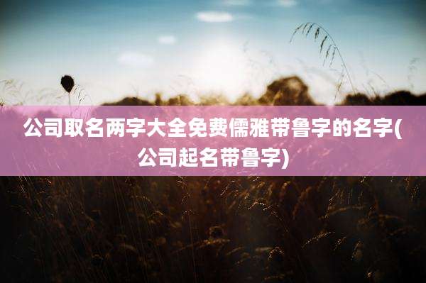 公司取名两字大全免费儒雅带鲁字的名字(公司起名带鲁字)