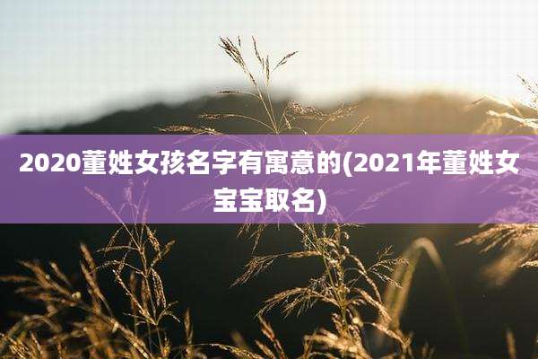 2020董姓女孩名字有寓意的(2021年董姓女宝宝取名)