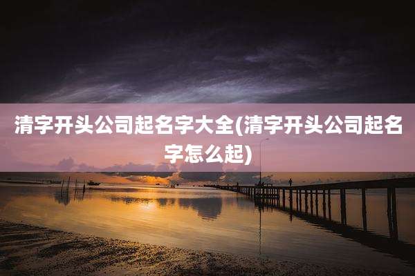 清字开头公司起名字大全(清字开头公司起名字怎么起)