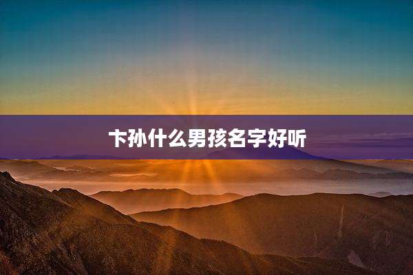 卞孙什么男孩名字好听