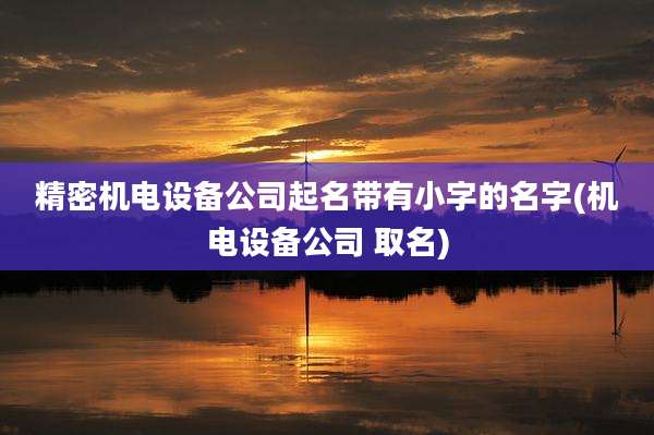 精密机电设备公司起名带有小字的名字(机电设备公司 取名)