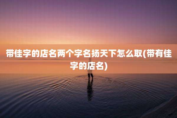 带佳字的店名两个字名扬天下怎么取(带有佳字的店名)