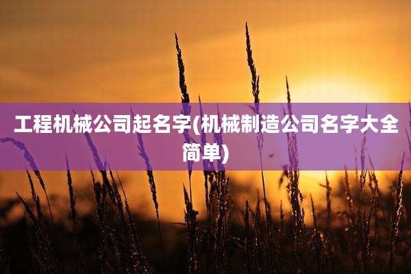 工程机械公司起名字(机械制造公司名字大全简单)