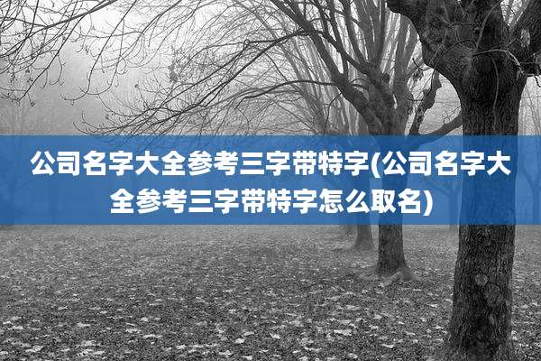 公司名字大全参考三字带特字(公司名字大全参考三字带特字怎么取名)
