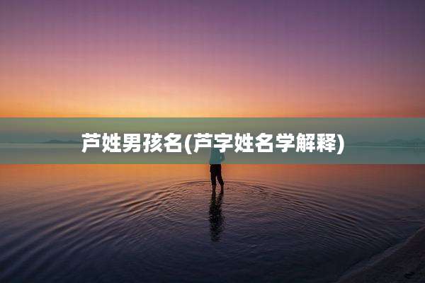 芦姓男孩名(芦字姓名学解释)